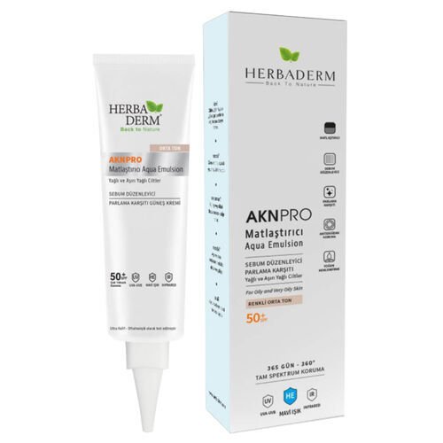 Herbaderm AKN Pro Matlaştırıcı Emülsiyon Spf 50 40 ml - Orta Ton
