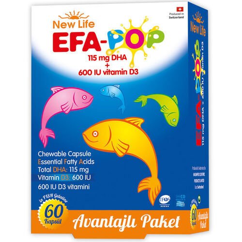 New Life EFA Pop Balık Yağı Takviye Edici Gıda 60 Çiğnenebilir Kapsül