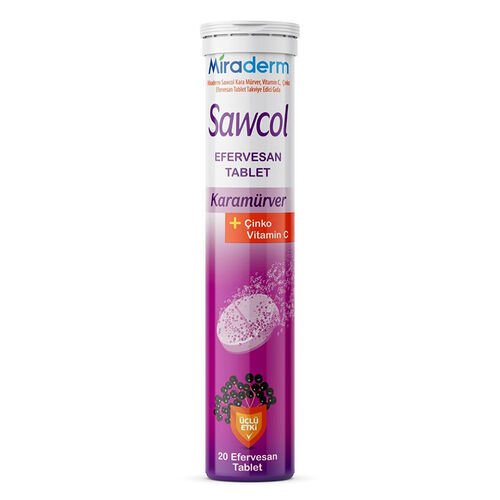 Miraderm Sawcol Karamürver + Çinko Vitamin C 20 Efervesan Tablet
