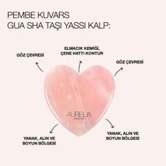 Aurelia Geneve Yassı Kalp Şekilli Gua Sha Taşı - Pembe Kuvars