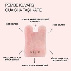 Aurelia Geneve Kare Şekilli Gua Sha Taşı - Pembe Kuvars