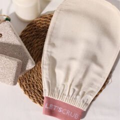 Letscrub %100 Floş İpek Banyo Kesesi Ekru 15x26 cm
