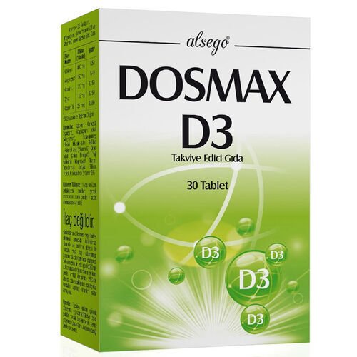Alsego Dosmax D3 Takviye Edici Gıda 30 Tablet
