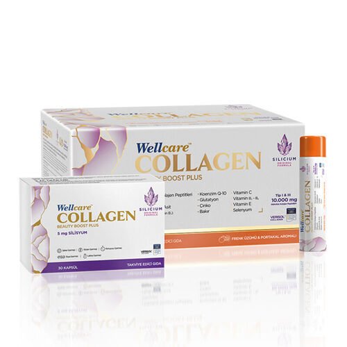 Wellcare Collagen Beauty Boost 10.000 mg 30 Tüp ve 30 Kapsül (Frenk Üzümü  ve Portakal Aromalı)