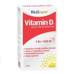 Wellcare Vitamin D3 İçeren Takviye Edici Gıda 5 ml 1 Fıs 600 IU