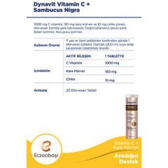 Eczacıbaşı Dynavit Vitamin C + Sambucus Nigra 15 Efervesan Tablet