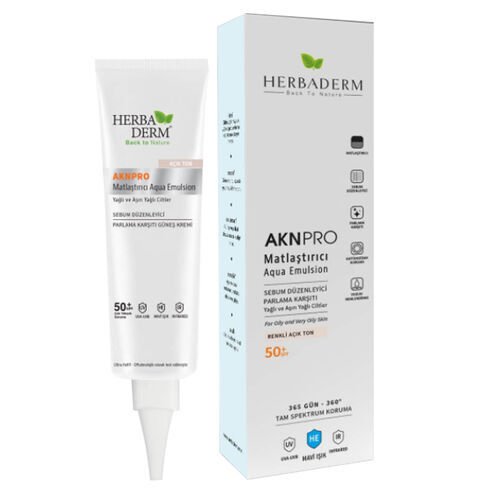 Herbaderm AKN Pro Matlaştırıcı Emülsiyon Spf 50 40 ml - Açık Ton