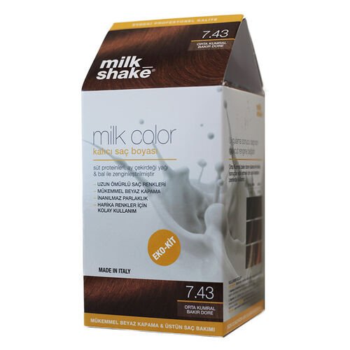 Milk Shake Milk Color Kalıcı Saç Boyası 7.43 - Orta Kumral Bakır Dore - EKO KİT