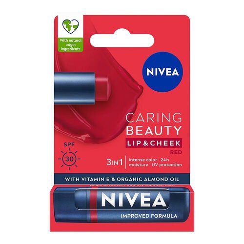 Nivea Caring Beauty Spf30 Renkli Dudak Kremi  ve Yanak Balmı Red 4.8 gr