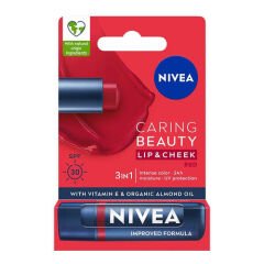 Nivea Caring Beauty Spf30 Renkli Dudak Kremi  ve Yanak Balmı Red 4.8 gr