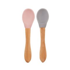 OiOi Bambu Saplı Mama Kaşığı 9 Ay+ Pink - Grey