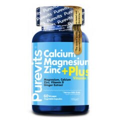 Purevits Calcium Magnesium Zinc+ Plus Vitamin D Takviye Edici Gıda 60 Kapsül