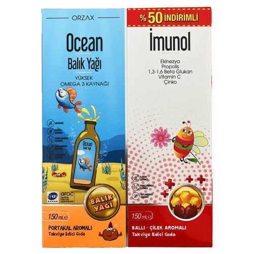 Orzax Ocean Balık Yağı+ Orzax Ocean Imunol Takviye Edici Gıda 150 ml İndirimli