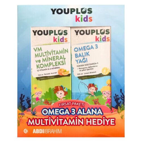Youplus Kids VM Multivitamin ve Mineral Kompleks + Omega 3 SET