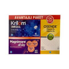 Krilom Omega3 + Magnimore + Osende Vitamin D3K2 Avantajlı Paket
