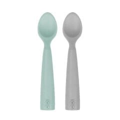 OiOi Silikon Nam Nam Mama Kaşığı 6 Ay+ 2 Li - River Green - Powder Grey